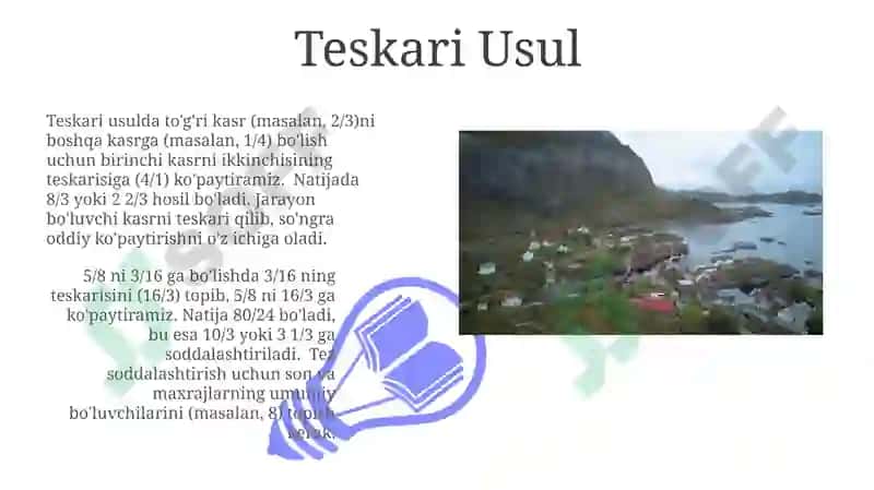 To'g'ri kasrni to'g'ri kasrga bo'lish 3