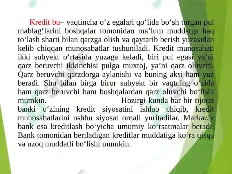 Тijorat banklarida kreditlash operatsiyalarining rasmiylashtirishi va hisobi 3