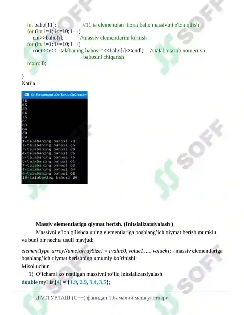 Massivlarga doir oddiy dasturlar tuzish 3