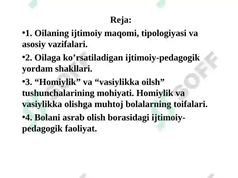 Oila bilan olib boriladigan ijtimoiy-pedagogik faoliyat. Vasiylik va homiylik 3