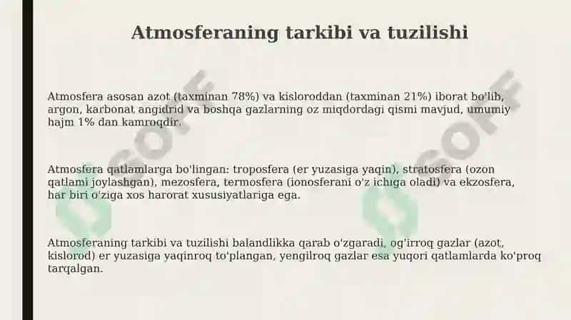 Yerning geografik qobig'i Atmosfera 3