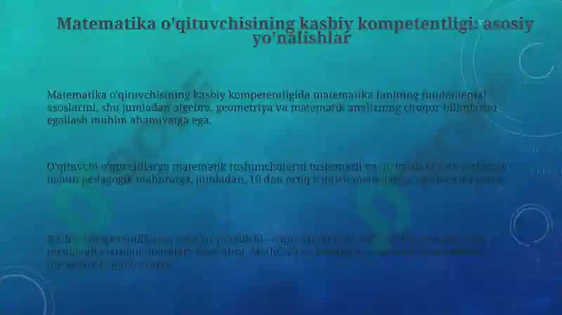 Matematika o'qituvchisining kasbiy va amaliy tayyorgarligi 3