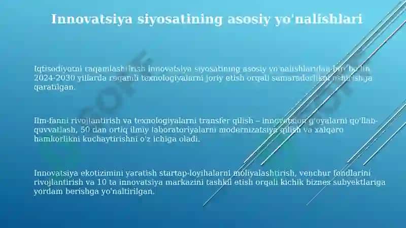 Innovasion faoliyatni tartibga solish sohasida davlat siyosati va dastaklari 3