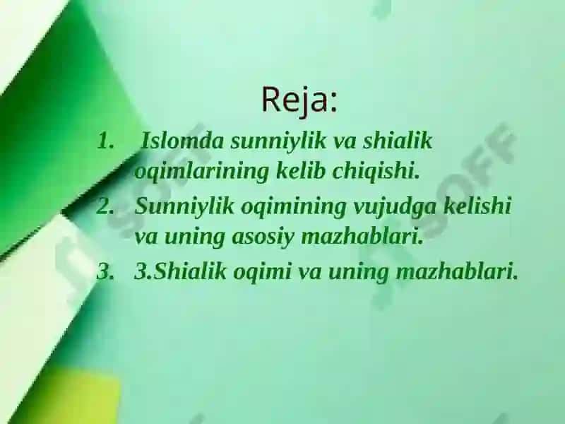 Islomda sunniylik, shialik va horijiylik 3