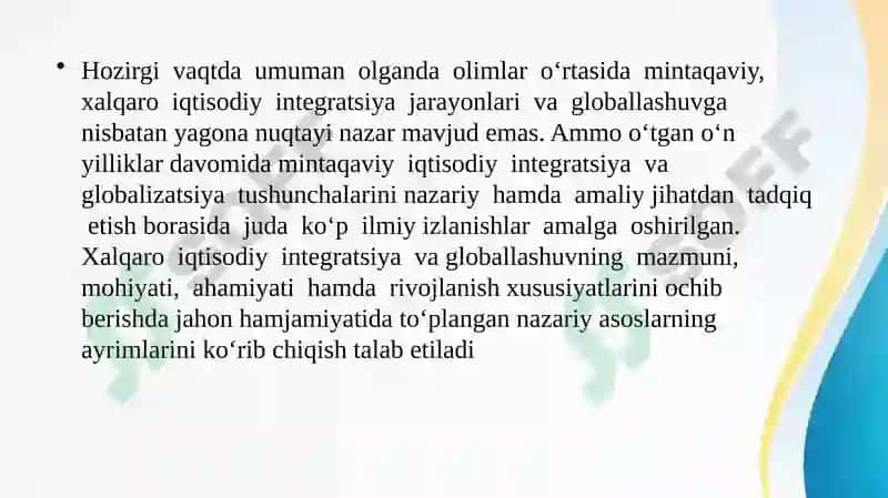 Xalqaro iqtisodiy integratsiya va globallashuv 3