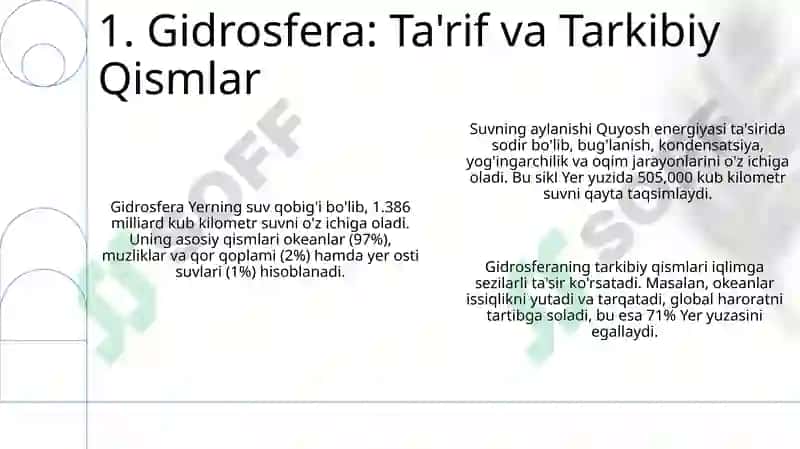 Gidrosfera va uning tarkibiy qismlari 3