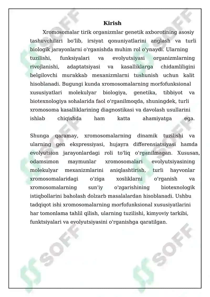 Odam va hayvon xromosomalarining morfofuksional xarakteristikasi 3