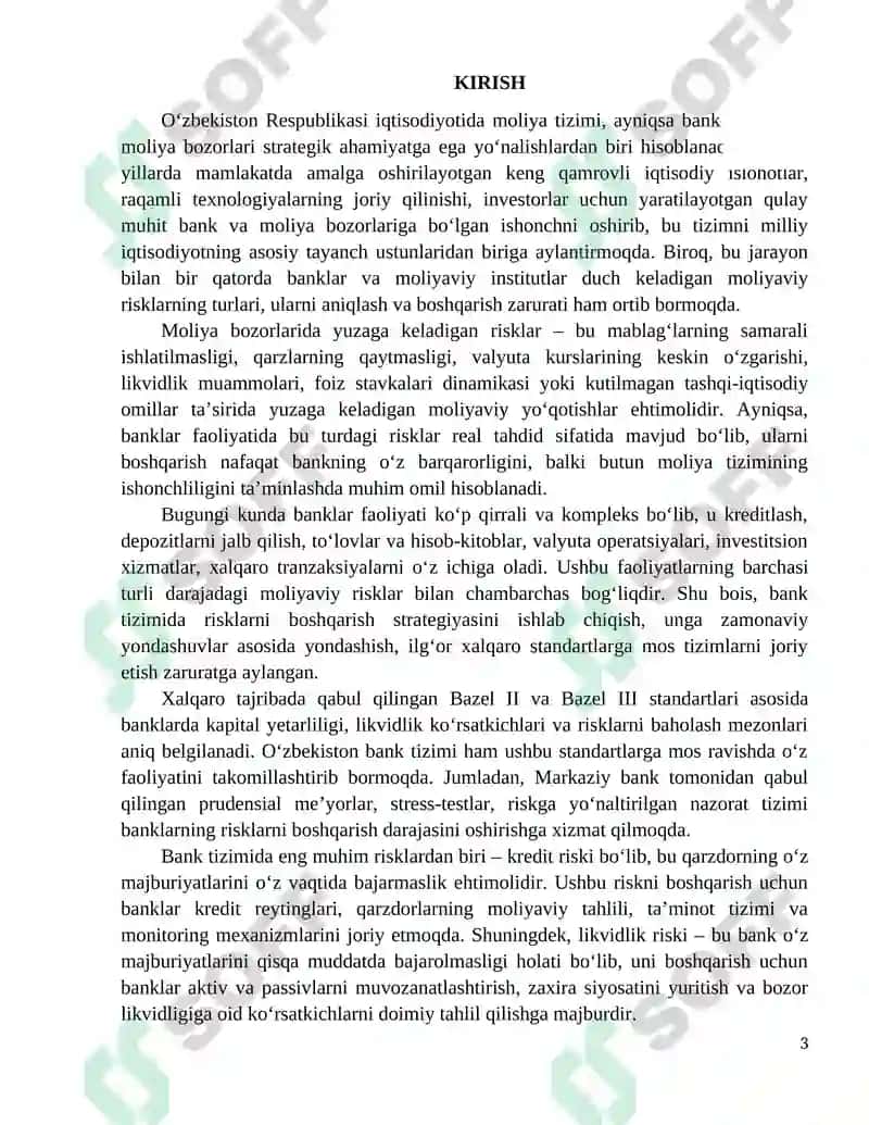 BANK VA MOLIYA BOZORLARI Amaliy Mashg'ulotlari 3