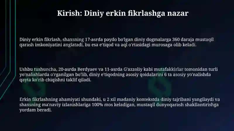 "Din va hurfikrlik" (Berdyaevning diniy hurfikrlik g'oyalarini G'azzoliy g'oyalari bilan taqqoslash) 3