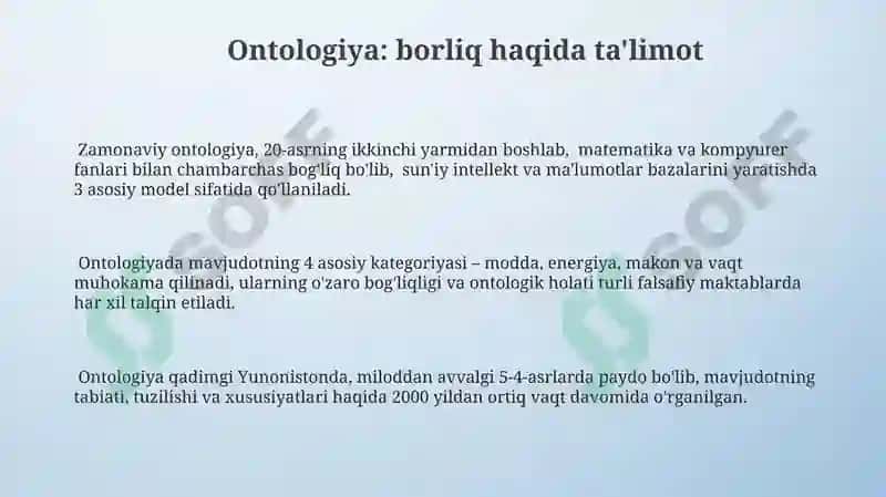 Ontologiya: borliq haqida ta'limot 3