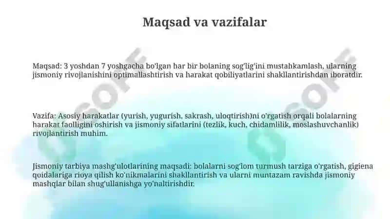 Maktabgacha yoshdagi bolalar jismoniy tarbiyasining oʻziga xos xususiyatlari 3