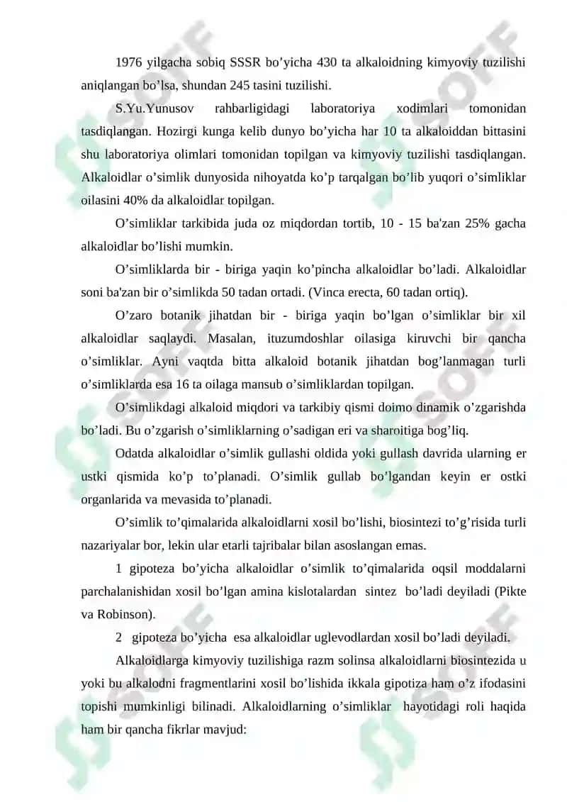 Alkaloidlar bo’lgan dorivor o’simliklar va mahsulotlar 3