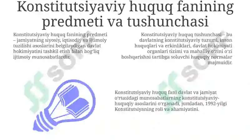 Konstitutsiyaviy Huquq Fanining Predmeti va Tushunchasi 3