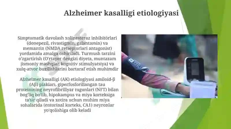 Alzheimer kasalligi etiopatogenezi, klinikasi, diagnostik dif 3