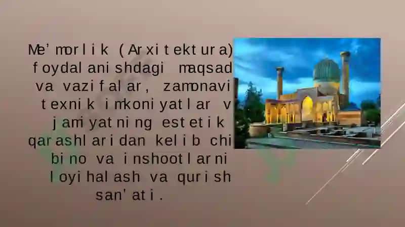 XXI ASRDA ME’MORCHILIK VA SAN’AT 3