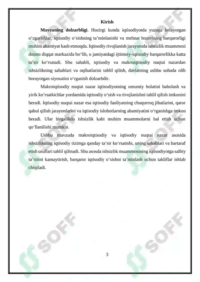 Makroiqtisodiy nuqtai nazar, iqtisodiy nuqtai nazar va ishsizlik 3