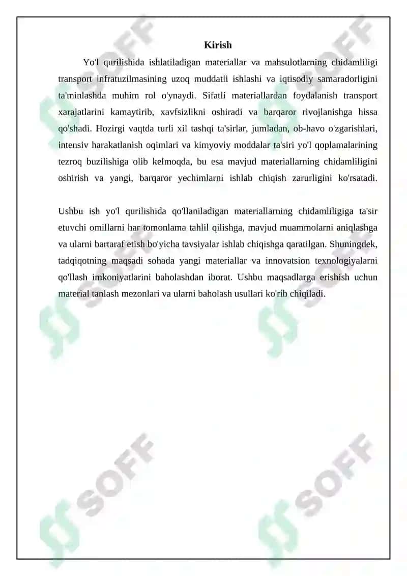 Yo‘l qurilish materiallari va mahsulotlarining uzoqqa chidamliligi 3