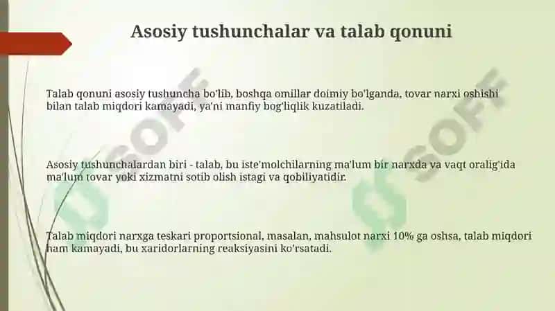 Mikroiqtisodiyot Talab va Taklif tushunchasi 3