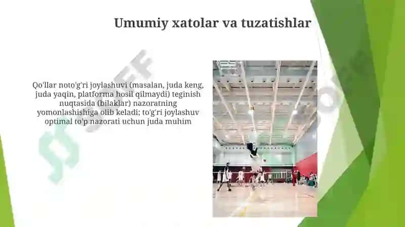 "Yuqoridan ikki qo’llab to’p qabul qilish texnikasini o’rgatish" 3