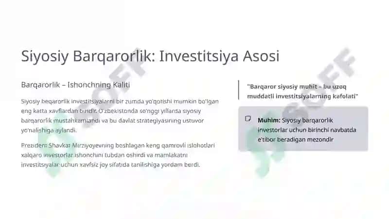 Xorijiy Investorlar Uchun Qulay Sharoit Yaratish Omillari 3