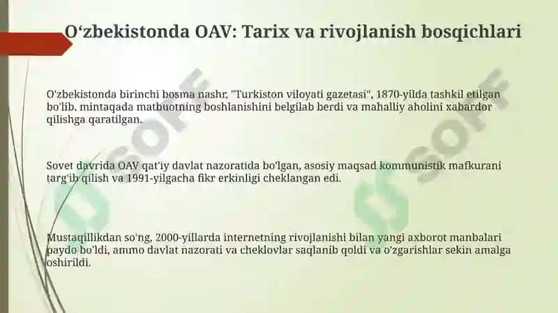 Oʻzbekiston OAV: Tarix, Qonunchilik va Davlat Siyosati 3