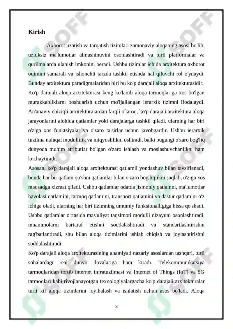 AXBOROT UZATISH VA TAQSIMLASH TIZIMLARI ARXITEKTURASI 3