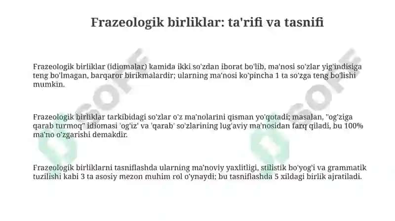 Frazeologik birliklar va ularning derivatsion xususiyatlari 3