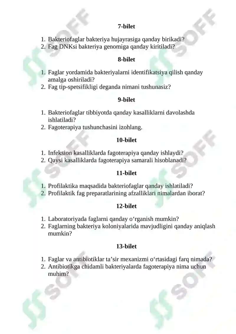 Bakteriofaglar, morfologiyasi, strukturasi, repraduksiyasi, amaliyotda (davolashda, identifkatsiyada, proflakuikada) qo'lanilishi 3