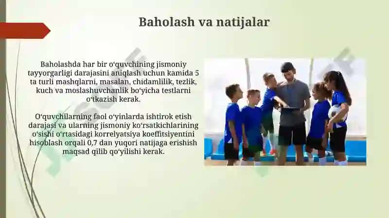 Jismoniy sifatlarni rivojlantiruvchi harakatli o'yinlarni o'rgatish 3