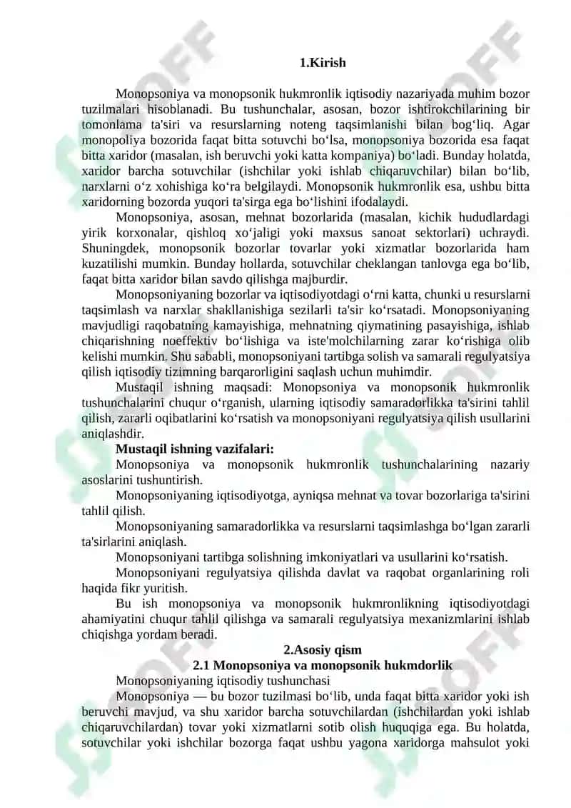 Monopsoniya va monopsonik hukmdorlik 3
