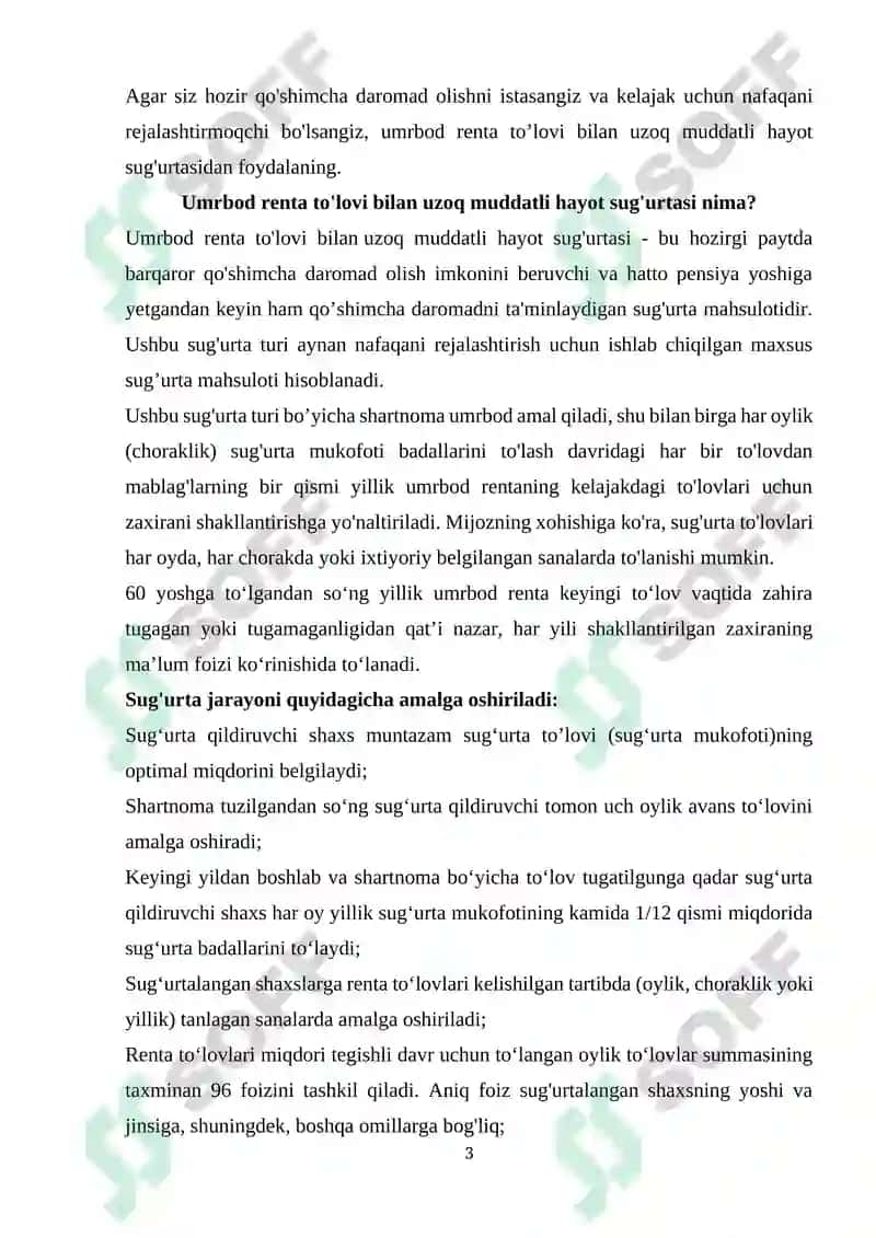 Umrbod renta to'lovi bilan uzoq muddatli hayot sug'urtasi 3
