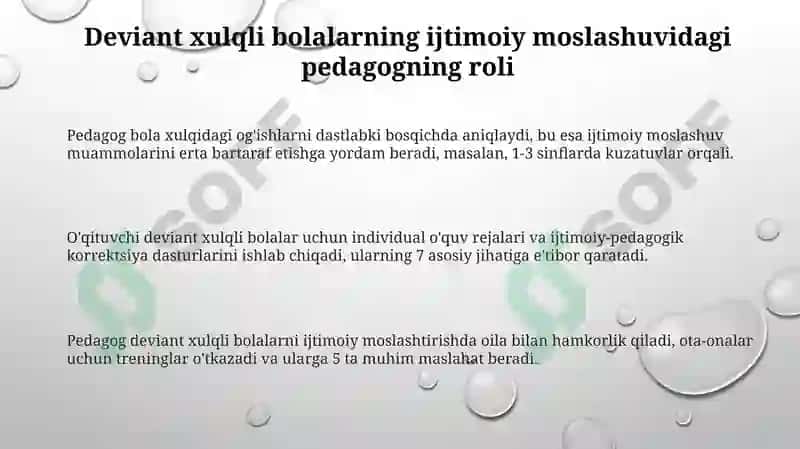 Deviant xulqli bolalar bilan ishlashda pedagogning roli 3