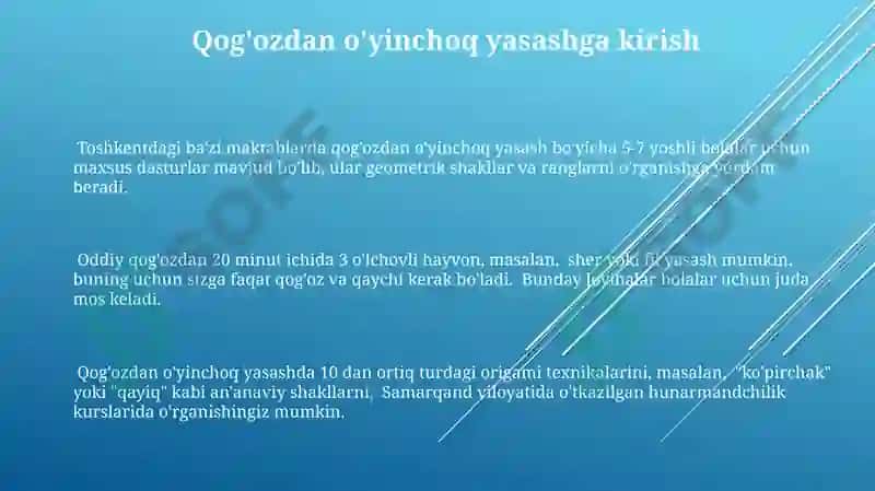 Qog'ozdan O'yinchoq Yasashga Kirish 3