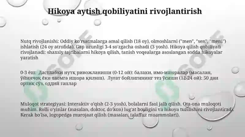 Nutq va Muloqot Rivojlanishi 3