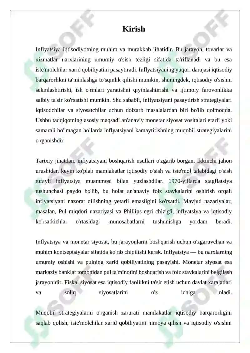 Inflyatsiyani Pasaytirishning Muqobil Strategiyalari 3