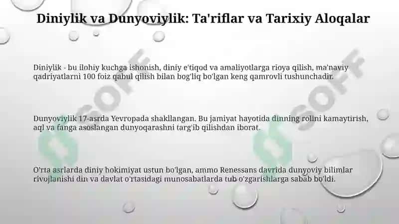 Diniylik va dunyoviylik masalasi 3