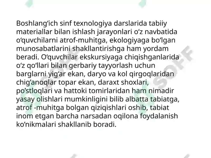 Tabiiymateriallar bilan ishlash darslari 3