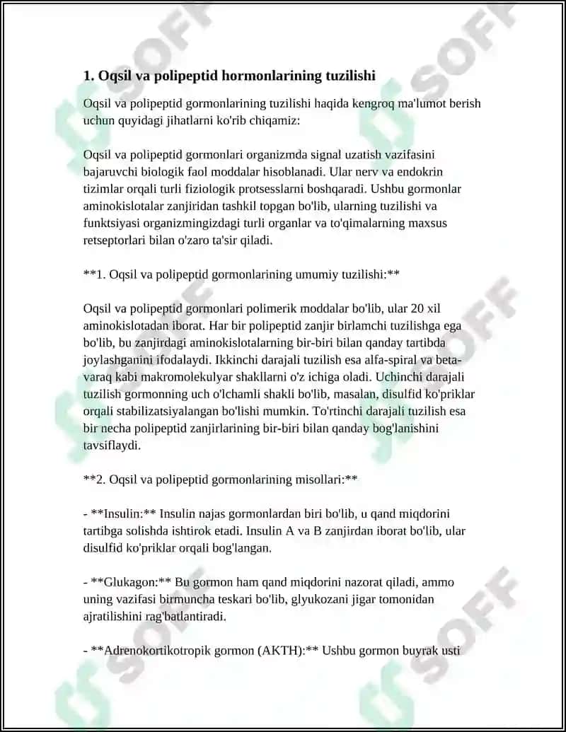 Oqsil va polipeptid gormonlarining tuzilishi 3