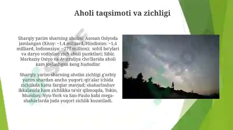 G'arbiy va Sharqiy yarim sharlarda joylashgan materiklarga qiyosiy tavsif 3