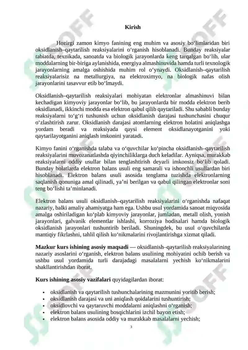 Oksidlanish qaytarilish va elektron balans asosida masalalar yechish 3
