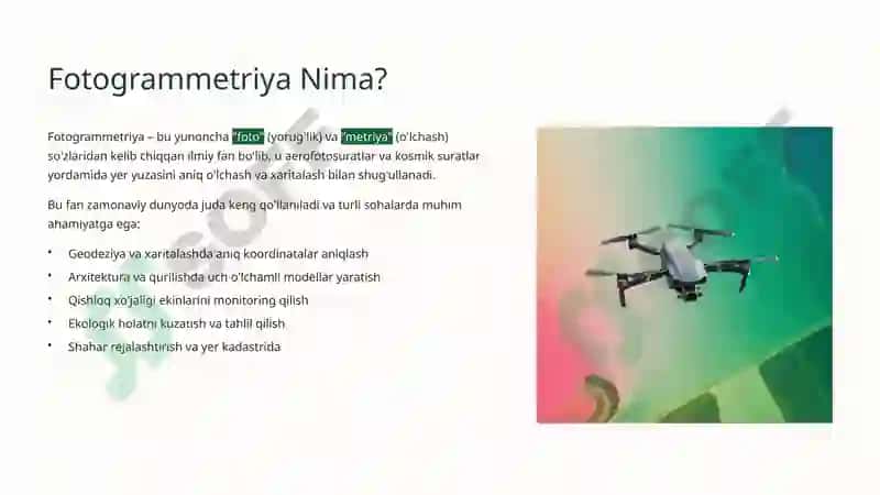Fotogrammetriya va Raqamli Kartografiya: Zamonaviy Yondashuvlar va FOTOMOD Dasturi 3