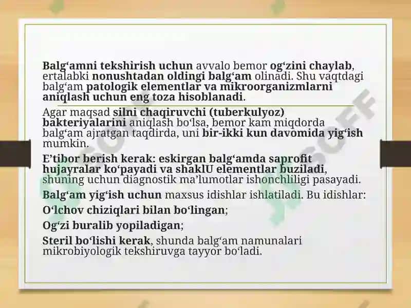 Nafas azolar kasaliklari balg’am va plevra suyuqligini labarator tekshirish 3