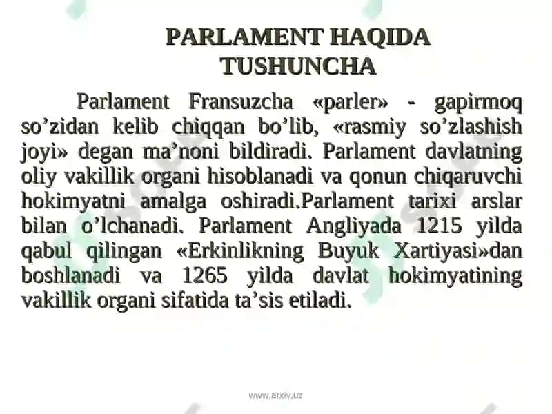 O'zbekistonta parlamentalizmning rivojlanishi 3