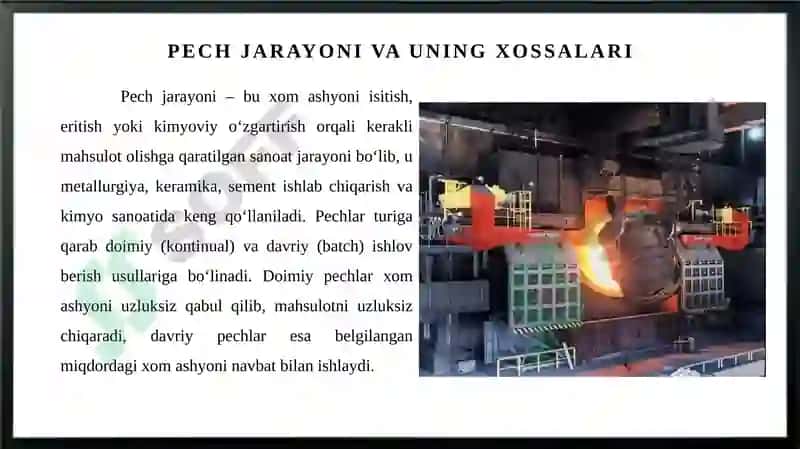 Pech jarayonining material balans 3