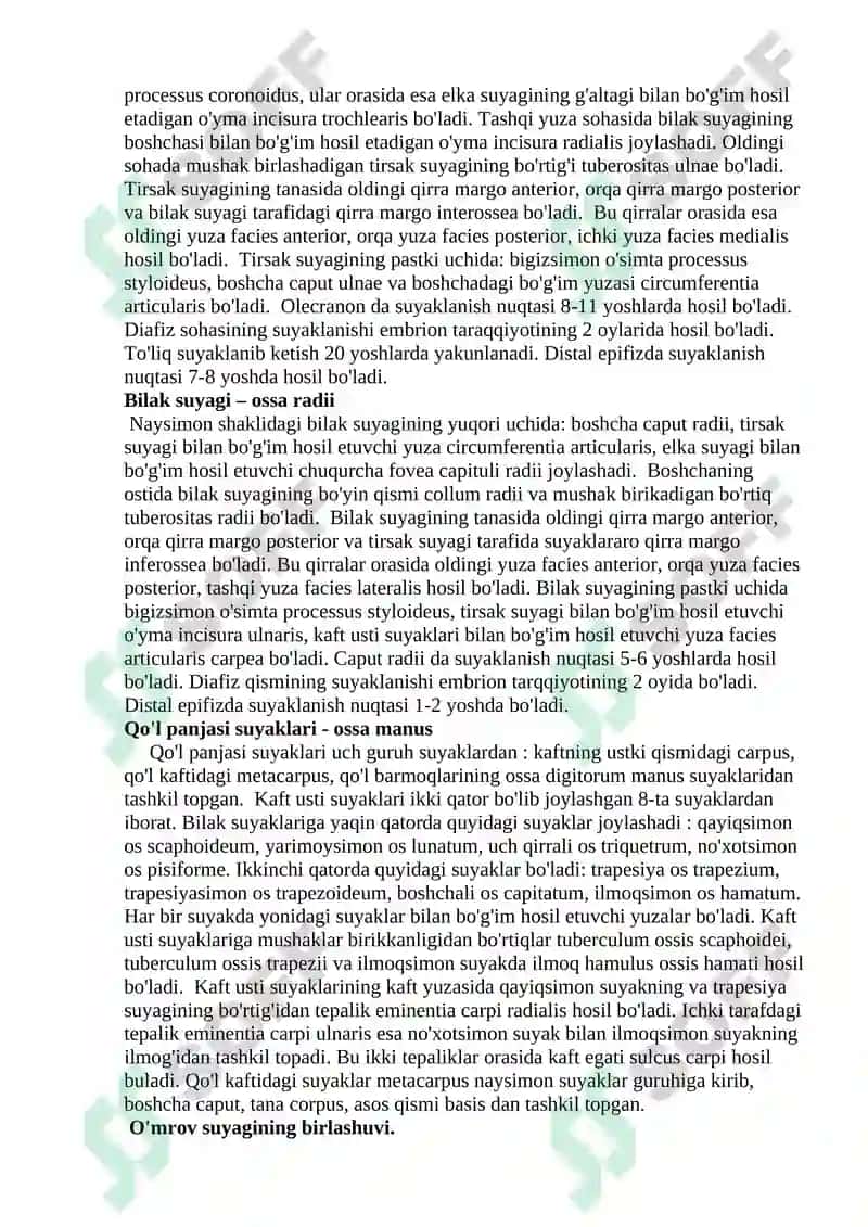 Qo'l suyaklarining tuzilishi va birikishi 3