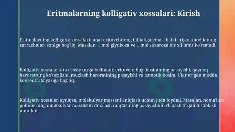 Eritmalarning kolligativ xossalari 3
