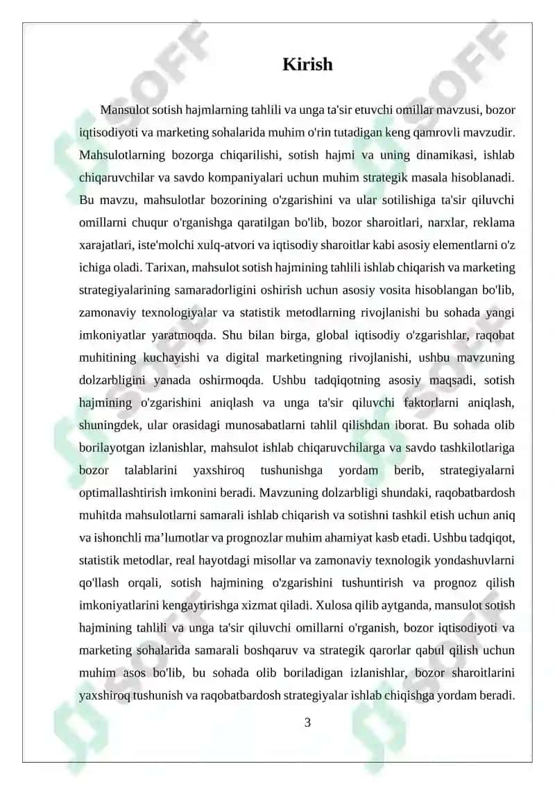Mansulot sotish hajmlaring tahlili va unga ta'sir etuchi omillar 3