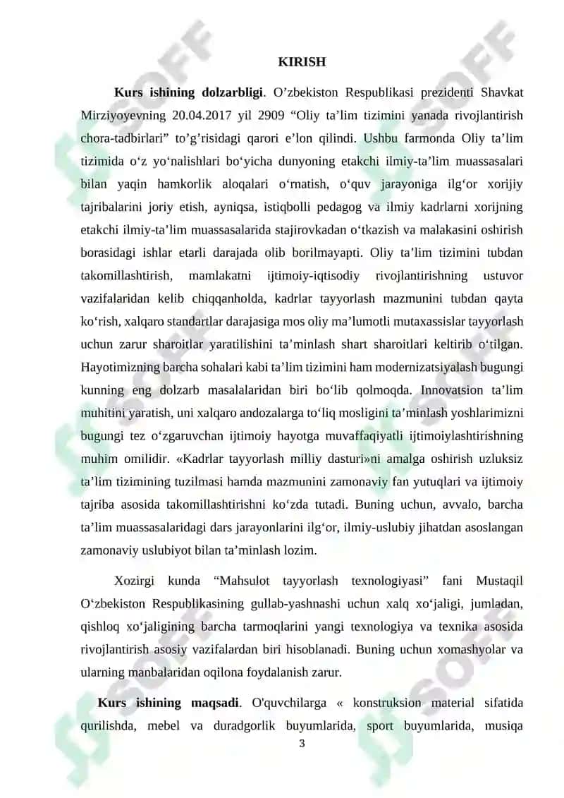 MAHSULOT TAYYORLASH TEXNOLOGIYASI FANI 3