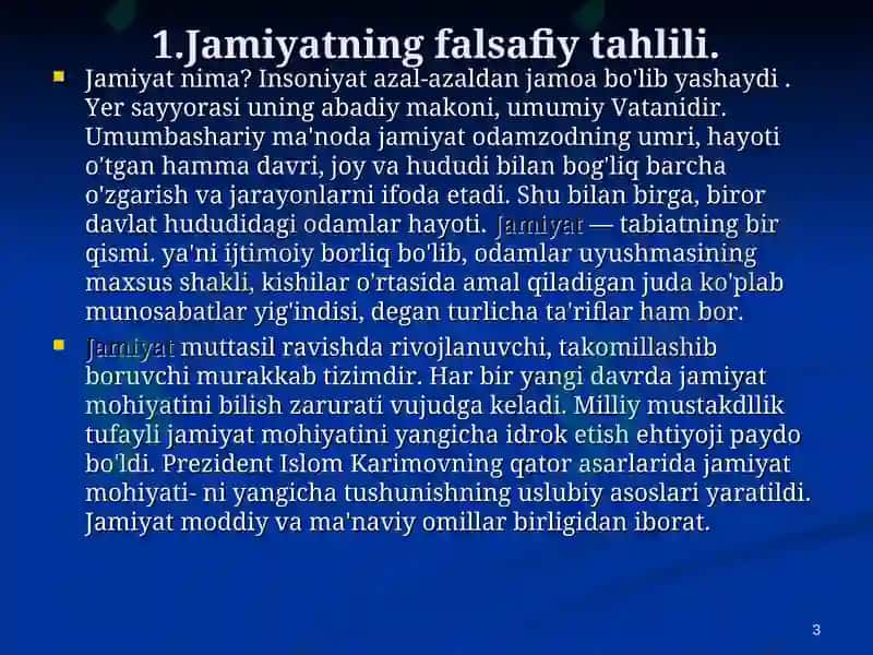 Jamiyat falsafasi 3