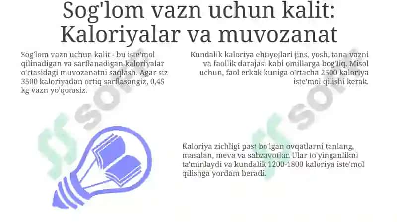 Sog'lom vazn uchun kalit: Kaloriyalar va muvozanat 3